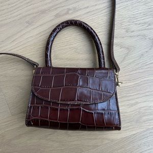 By Far Mini Nutella Croco Top Handle Bag
